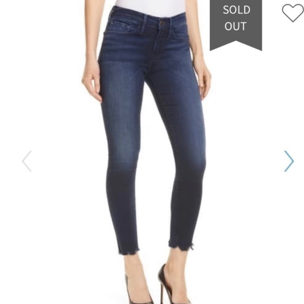 Frame Le Skinny De Jeanne Chew Hem Ankle Jeans Size 25 Shelby Wash G